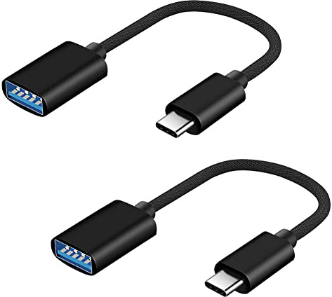 Seminer Adaptador USB C a USB 2.0 (Paquete de 2), Adaptador USB Tipo C Macho a USB Hembra, Conector de Cable OTG Tipo C Compatible con MacBook 2019/2018, Samsung Galaxy S20 / S20 + y Más (Negro)