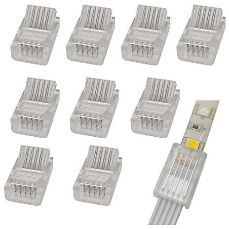 Biantie La 5 Pin 12mm LED Strip to Wire Connector rgbw Unwired Clips Solderless Adapter Terminal Extension Connection for Multicolor LED Strip Lights 12V 24V (Pack of 10)