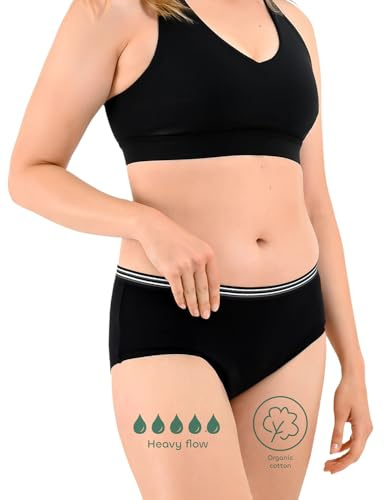 BeMee Perioden-Unterwäsche I Daytime Hipster aus zertifizierter Bio-Baumwolle I waschbare Perioden-Unterwäsche, auslaufsicher (schwarz, Größe XS bis XXL)