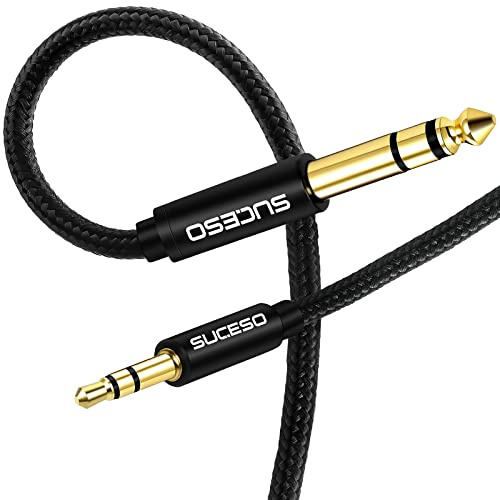 SUCESO 3.5mm to 6.35mm Stereo Jack Cable 6.35mm 1/4 Male TRS to 3.5mm 1/8 Male Stereo Audio Cable Nylon Braided Compatible with Car Amplifier Speaker Earphone Laptop Phone MP3 players iPods iPad-5M