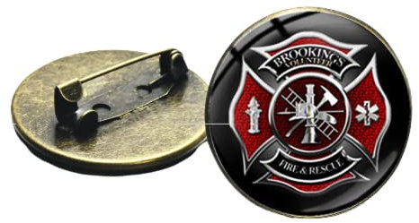 Modische Feuerwehrmann-Symbol-Broschen, Feuerwehr-Schild, Glas-Cabochon, Kuppel, Punk, Tasche, Kleidung, Abzeichen, Dekoration, Zubehör