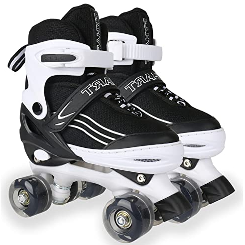 MGYZM Rollschuhe für Jungen und Mädchen, verstellbare Kinder-Rollschuhe, Größe L (36-40 EU), Schwarz