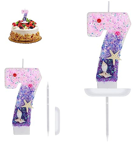 Meerjungfrau Geburtstagskerzen 7 - Deko für Torte & Kuchen, Kindergeburtstag