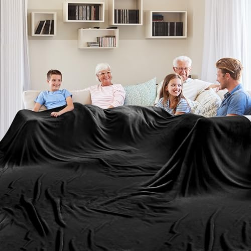 Edenleaf Große übergroße weiche Decke - Riesen-Fleecedecke - 304,8 x 304,8 cm - Warme Decke für die ganze Familie, Bett, Sofa, Reise, Camping - 304,8 x 304,8 cm - Schwarz