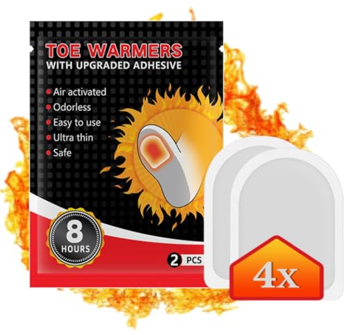Flintronic Toe Warmers Adhesive, 4 Pairs Foot Warmers for 8 Hours of Warmth, Extra Thin and Comfortable Pads for Shoes, Suitable for Outdoor Activities, Hiking