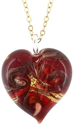 Venetiaurum - Lange Halskette mit Herzanhänger aus Original-Murano-Glas und 925er-Silber - Schmuck “Made in Italy” zertifiziert