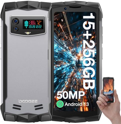 DOOGEE Smini Rugged Smartphone, Mini Telefono 4.5'' QHD+, Android 13 Telefono Robusto, Helio G99 Octa Core, 15GB+256GB, 50MP AI Fotocamera+ 8MP, Batteria 3000mAh 18W Fast Charge, Face ID/GPS/NFC/OTG