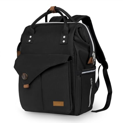 Chickwin Baby Wickeltasche Großer Kapazität, Wickelrucksack Babytasche für Reise Wickeltasche Rucksack mit Wickelunterlage, Babybettrucksack Multifunktional (32x21x43cm,Schwarz)