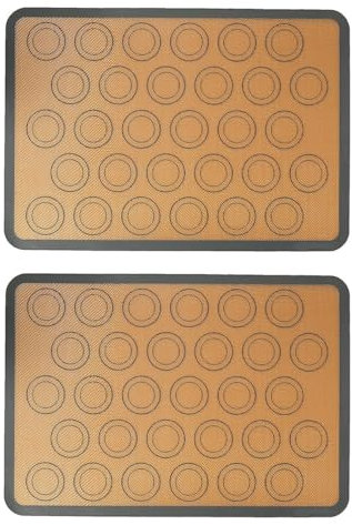ieron Lot de 2 tapis de cuisson antidérapants en silicone épais, lavables et réutilisables pour macarons, gâteaux, pains, 42 x 29,5 cm