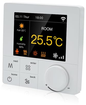 Qiumi Smart Wifi termostato aria condizionata con 2 tubi, Smart Life APP telecomando, funziona con Alexa Google Home