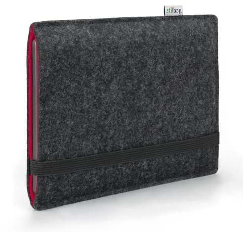stilbag eBook Reader Hülle Finn für Tolino Shine Color | Anthrazit-Rot | eReader Schutzhülle aus Filz | eBook Reader-Tasche Made in Germany