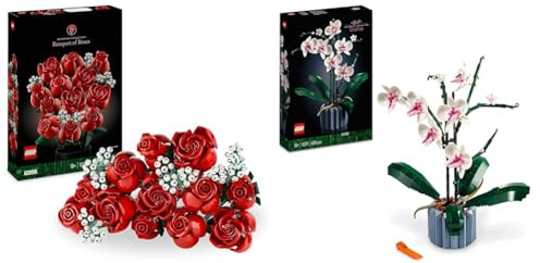 LEGO Icons Bouquet of Roses, Artificial Flowers Set for Adults, Botanical Collection & 10311 Icons Orchid Artificial Plant Building Set with Flowers, Home Décor Accessory for Adults, Botanical