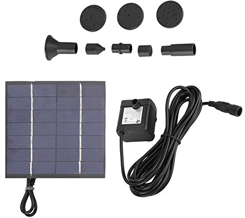 Solar Springbrunnenpumpe 1. 4W Solarbetriebene Panel Brunnenpumpe mit 5 Düsen Solar Vogeltränke Brunnen Tragbare Solar Wasserpumpe Panel Kit DIY für kleine Vogeltränke Teich Pool Fisch Tank