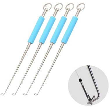 Acpetdr 4 Stücke Edelstahl Angelhaken Entferner - Portable Fischhaken Detacher Unhook Extractor Tool Kit für Salzwasser und Süßwasser Angeln Zubehör