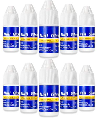 10 Pack 3ml Nail Glue Extra Strong – Quick-Dry Adhesive for False Nails, Nail Tips, Broken Nails, Rhinestones, Nail Art, Acrylics & Crafts – Professional Salon & Home Use – Precise Nozzle Design