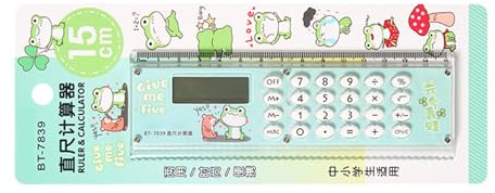 Calculadora portátil pequeña – Calculadora digital con regla | Calculadora de bolsillo con regla recta, calculadora digital portátil con regla de 15 cm, calculadora ligera con displa