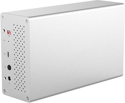 Disco Rigido Esterno, 3,5 2 bay Tipo C HDD Docking Station Alluminio 20 TB 5 Gbps HDD Enclosure con Alimentazione a 12 V 20 TB HDD Case Disco Rigido Esterno