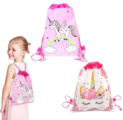 Dinghaole 2 Pièces Sac à dos à Cordon pour Enfants, Sacs à Dos Licorne pour, Piscine pour Enfants Filles Femmes pour École Gym Yoga Voyage Natation Plage Camping Loisirs