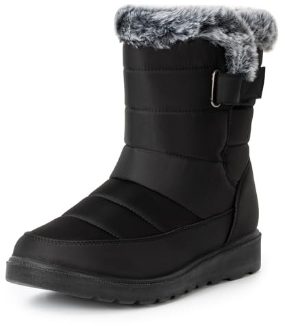 Alpine Swiss Lexie Women’s Snow Boots | Waterproof Faux Fur Lined | Warm Cozy Winter Booties | Anti-Slip Sole | Stylish Outdoor Shoes BLK 7