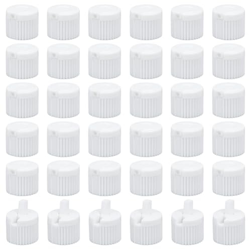 OLYCRAFT 36Pcs Flip Top Dispensing Cap 20/410 White Plastic Bottle Caps Spout Flip Caps Reusable Plastic Bottle Cap Replacement Bottles Caps for Shampoo Moisturizer Control Flow 20mm Inner Diameter