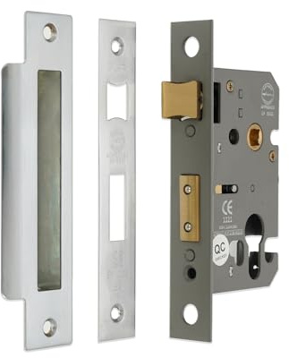 Infinity Decor Fire Rated Nickel Plated Euro Profile Mortice Sash Lock CE Approved Cylinder Keyhole Security 65mm for Internal and External Doors
