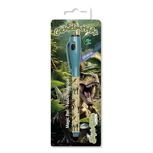 Tapirella Geheimstift, Zauberstift, UV-Licht Stift von Lutz Mauder, Geheimcodestift für Geburtstag, Party, Mitgebsel, Freundebuch, Unsichtbare Tinte für Geheimschrift (Dinosaurier - bunt)