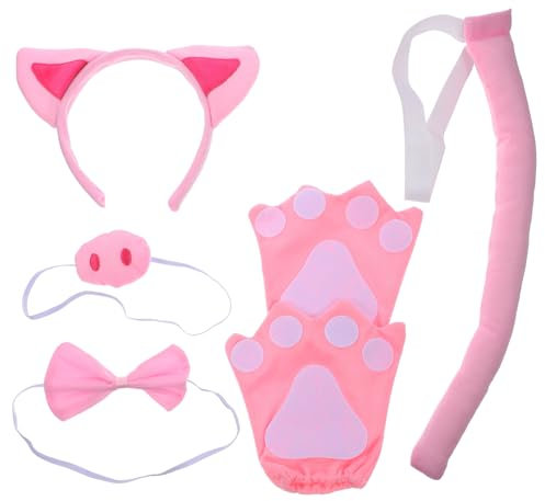 Toyvian 1satz Pig Cosplay Kostüm Mit Schweineohren Stirnband Nase Fliege Und Handschuhe Halloween Accessoires Für Kostümpartys Und Maskeraden