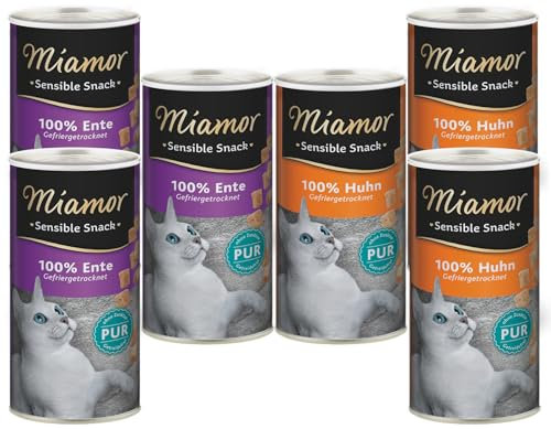 Miamor Sensible Snack (Bundle) 180g | 3X Huhn & 3X Ente | Snack für Katzen | Monoprotein | für empfindliche Katzen und bei Unverträglichkeiten | ohne Zusatzstoffe oder künstliche Aromen