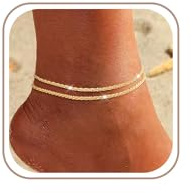 ZOERAY Cavigliera da Donna Argento 925 Impermeable Cavigliere Placcata Oro 18K Stratificate Regolabili Catenina Caviglia a Cuore Gioielli da Piede Spiaggia Bohémien Regali per Ragazze (Oro-2)