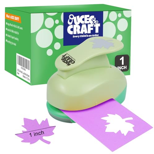 UCEC Perforatrice a forma di foglia d'acero da 1 pollice, punzonatrice per fogli di acero, fustellatrice robusta per bambini e adulti, perfetta per bricolage, scrapbooking, biglietti, autunno