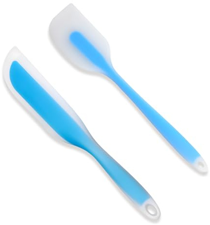 2 Stück Silikon Spatel,Hitzebeständig Teigschaber Silikon,Flexibler Küchenspachtel Kompatibel Mit Thermomix,Für Küche Mischtopf & Backen(Blau)