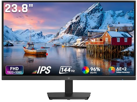 KTC Gaming Monitor 24 Pollici, FHD@144Hz 120Hz con IPS Panel, protezione hardware contro la luce blu, 95% DCI-P3, 99% sRGB, ΔE＜2, 300 cd/㎡, 1500:1, Flicker-Free e Adaptive Sync per lavoro e gioco