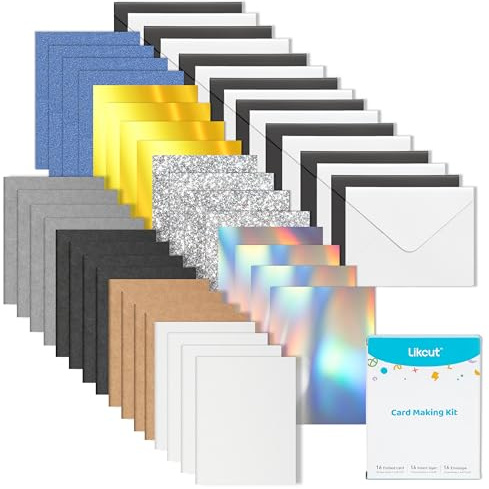 LIKCUT Einsteckkarten Set für Mini Plotter, 16 teilig | Mit Umschlägen Einsteckkarten und Faltkarten, Inster Karten Set für DIY Grußkarten und Einladungen