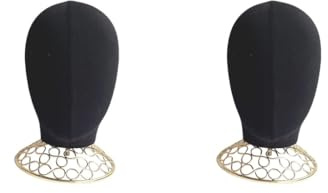 Juego de 2 soportes de exhibición de cabeza de maniquí para peluca, sombrero, parte inferior de metal, cómodo de usar