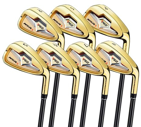 PGM Golf Clubs NSR III Golf Iron Set Thru Gap Wedge with Graphite Shafts for Right-Handed Golfers - S Flex
