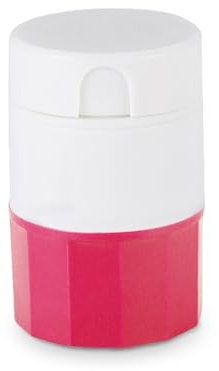 CYDZSRA Divisor de pastillas 4 en 1, taza de agua, portátil, ranura en forma V, tipo mano, divisor tableta, amoladora Camping para el hogar, herramienta molienda, Rosado