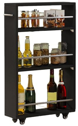 ZFUCMAYL Slim Storage Cart,4 Tiers Organizer Cart with Handle,Gap Storage Shelf with Silent Wheels,for Bathroom Laundry Narrow Places(Color 3,15x55x80.5cm)