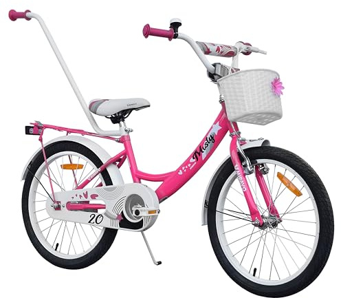 MIRAVO Kinderfahrrad Fahrrad Kinder Ab 2 Bis 8 Jahre Schubstange V-Brake Bremsen Rückstrahl Aufkleber 12 16 20 Zoll Radgröße Korb Für Mädchen Misty