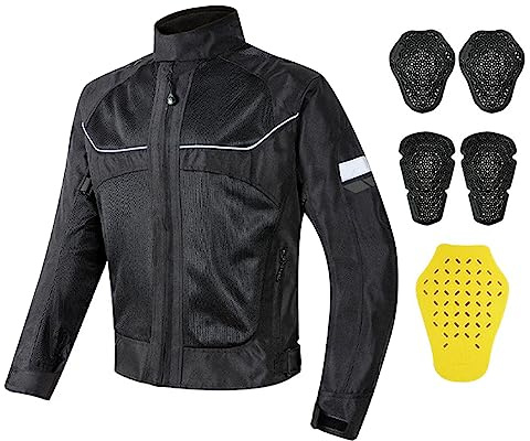 AuspicoJoy Chaqueta para Motocicleta de Verano Transpirable Protección Motociclista Hombre Mujer Motocross Resistente al Agua Reflectante Adecuada para Carreras, 2XL