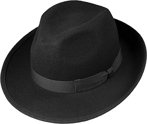 Schwarzer Wollhut in klassischer Bogart Form, Größen:58