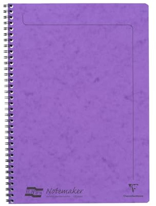 Clairefontaine 4864Z - Notizheft mit Spiralbindung Europa Notemakers 60 Blatt mikroperforiert 21x29,7 cm 90g liniert, 1 Stück, Lila