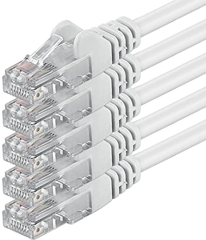 1aTTack.de 5x 0,5m Câble Réseau Cat6 Cat 6 - RJ45 Ethernet LAN DSL Routeur Modem - Blanc