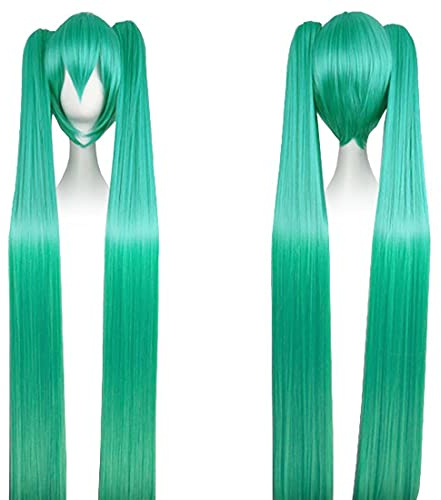 CoolChange Cosplay peruk med mycket långa flätor för Hatsune Miku-fans | 130 cm | färg: grön