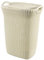 CURVER Coffre à Linge 57L, Aspect Tricot - Bac à Linge Sale avec Couvercle - Bonne Aération - Poignées Ergonomiques - Pour Salle de Bain ou Buanderie - 45,2 x 34,1 x 61,4 cm - Blanc cassé