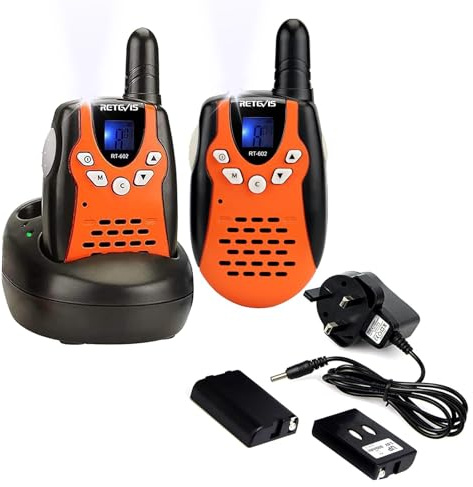 Retevis RT602 Walkie Talkies, Rechargeable 2 Way Radio with Charging Base | PMR446 Walkie Talkies for Kids, Rechargeable Battery, Kids Toys with Flashlight, 8CH VOX, Funny Gifts Games, Family Camping