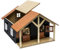 Kids Globe Farming Reiterhof Bauernhof Pferdestall Holz 1:24 mit 2 Boxen, Spielzeug Pferdehof, mit praktischem Faltdach, für alle gängigen Tierfiguren 610167