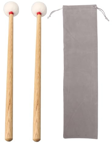 Lovermusic 40 cm pour timbales Maillets pour timbales clés avec tête en velours Blanc Middle-hard Maillets Poignées en bois Noir Lot de 2