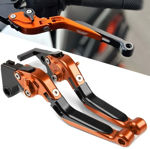 QJY-Motor Part-Store Moto CNC Leve Freno e Frizione Set per DUKE 125 390 250 200 2011-2015 2017 2018 2019 2020 -Arancione/Nero