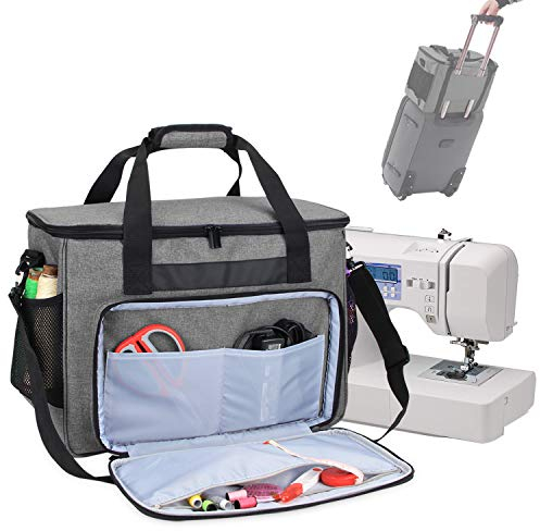 Teamoy Nähmaschinentasche, Nähmaschine Transport- und Aufbewahrungstasche für Unterwegs, Reisetasche für Nähmaschine und Andere Zubehörs, Grau