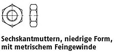 Sechskantmuttern DIN 936 14 H M 45 x 1,5 VE=S 1 Stück